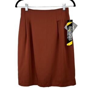Vintage 90s Briggs New York Brown Knee Length Pleated Career Pencil Skirt NWT 8